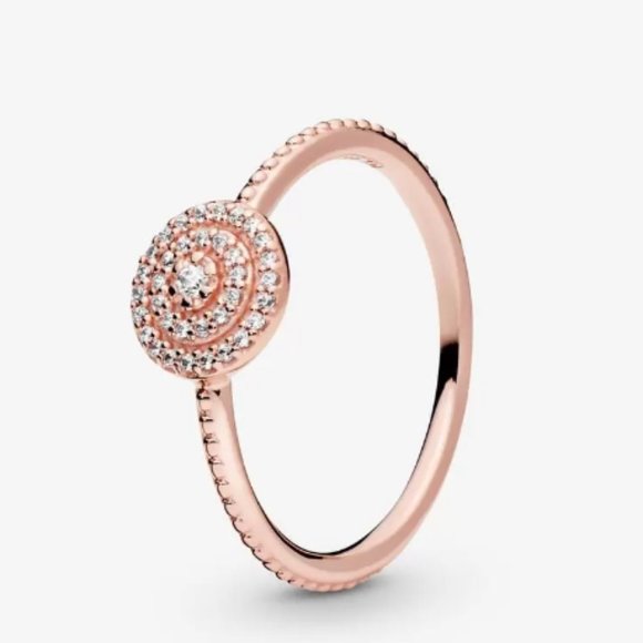 Pandora Jewelry - Pandora 14k Rose Gold Elegant Sparkle Ring - Authentic Pandora Size 54